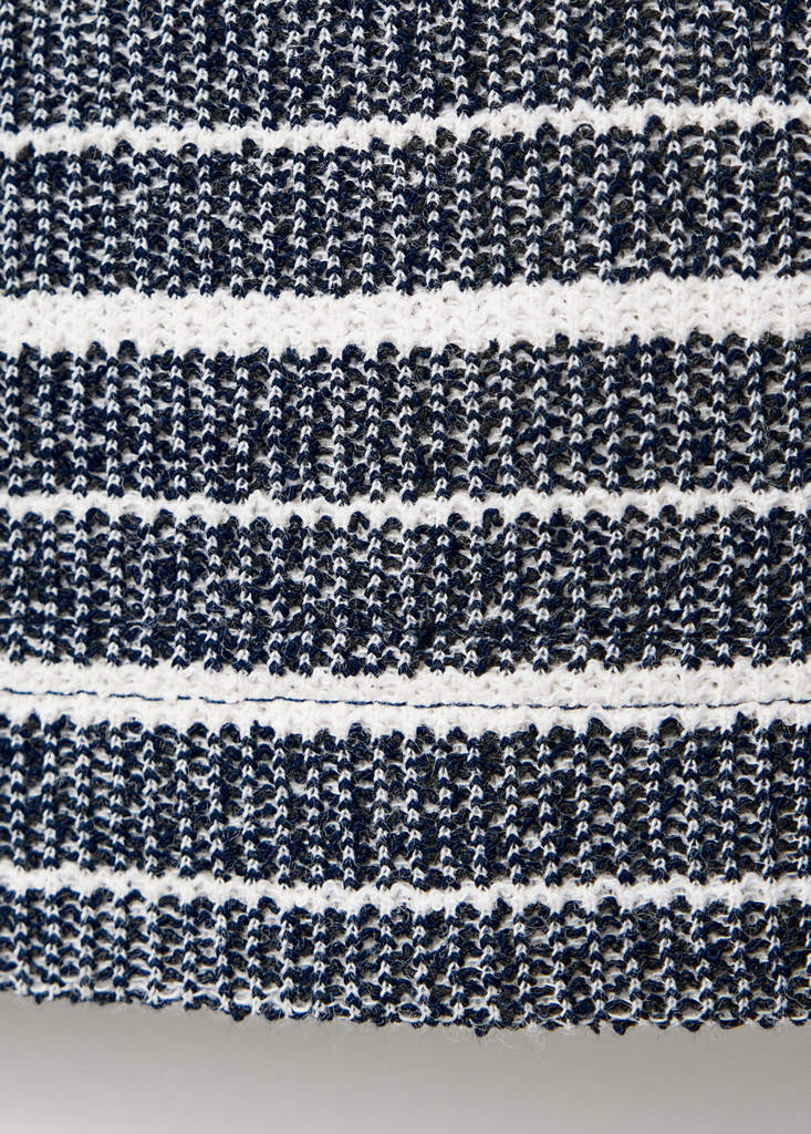 Textured striped cotton blend polo — Navy