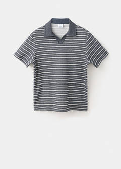 Textured striped cotton blend polo — Navy 6