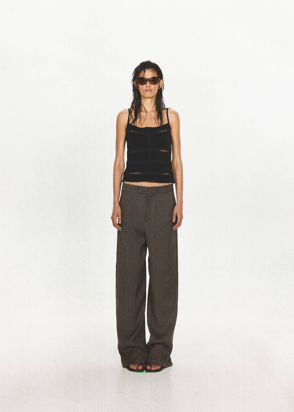 Strappy top with cut-outs — Black