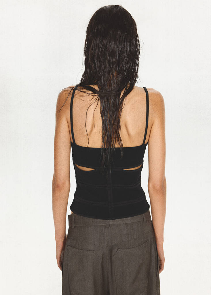Strappy top with cut-outs — Black