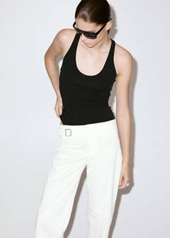 Belt straight-fit trousers — White 5