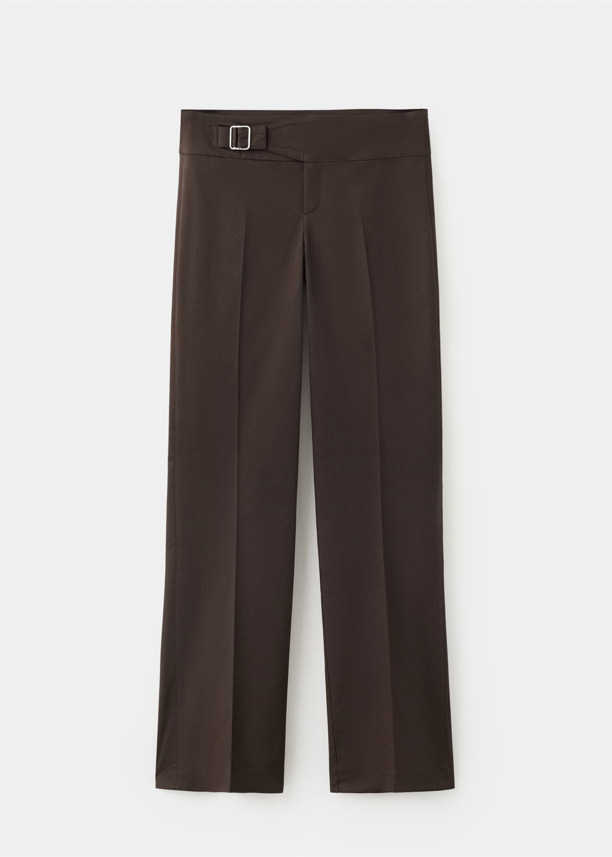 Pantalon droit avec ceinture - Article sans modèle, Chocolat. Ref: 37081466-00.