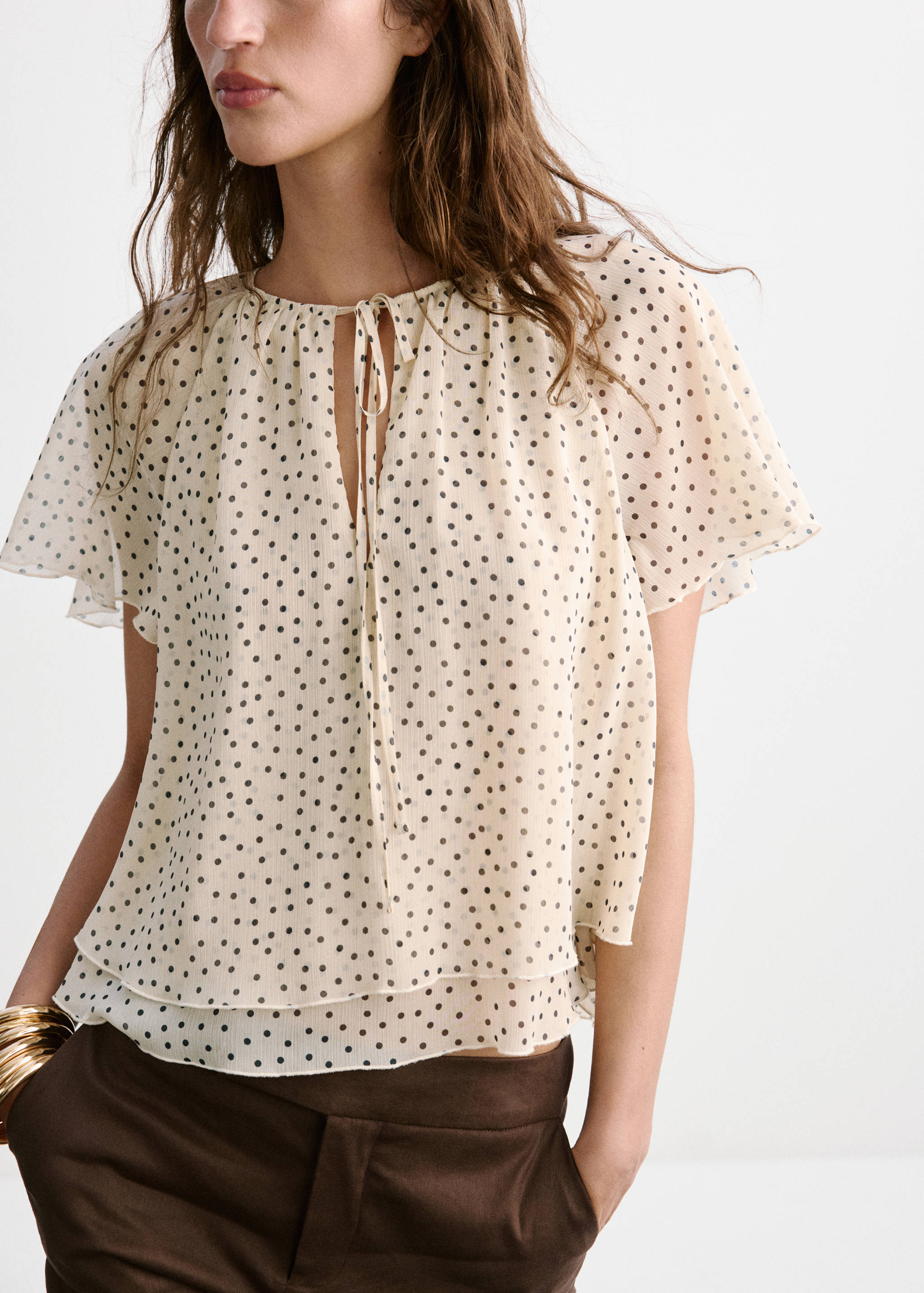 Bow polka-dot blouse - Medium plane