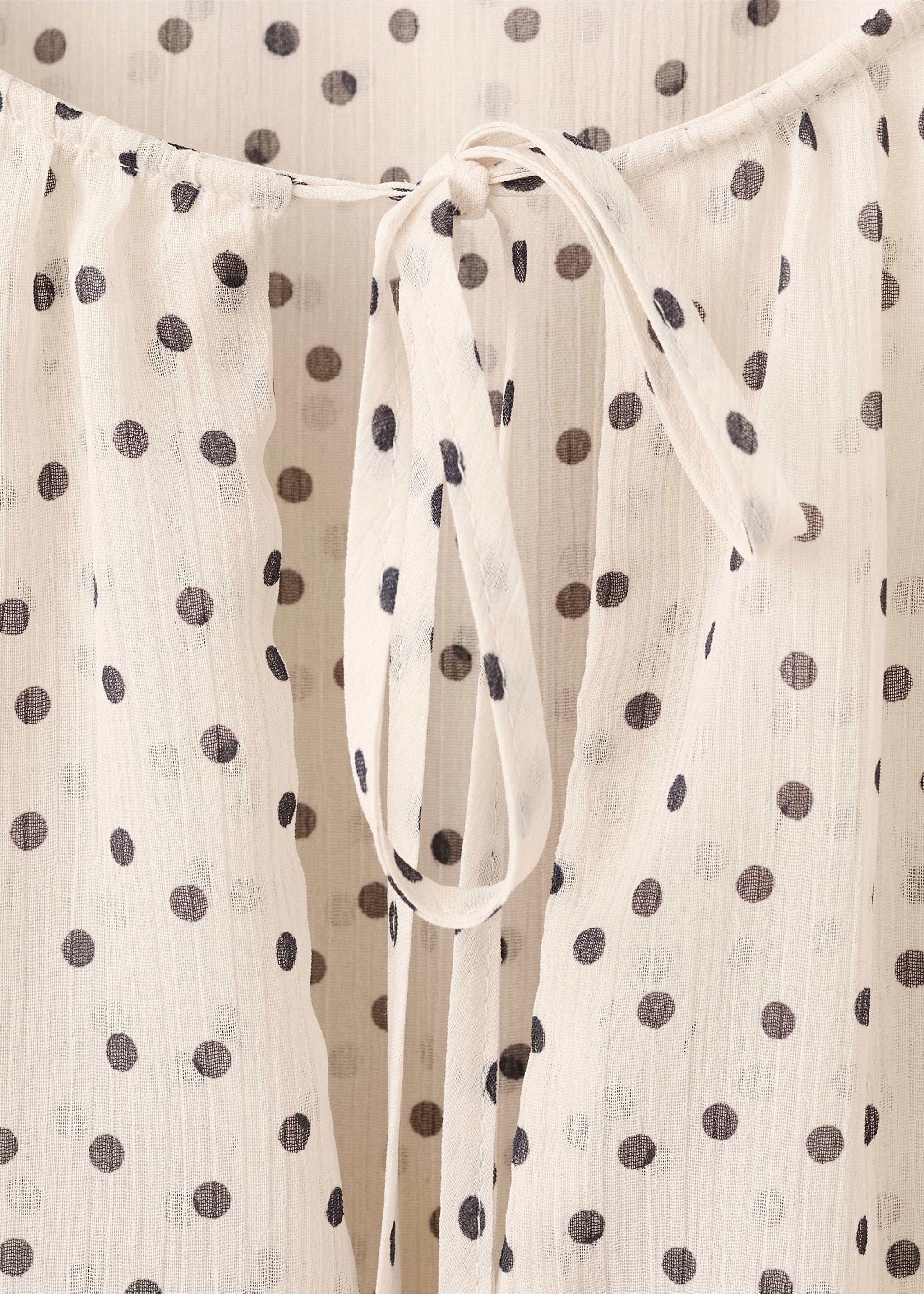 Bow polka-dot blouse - Details of the article 0, Off White. Ref: 37081467-00.