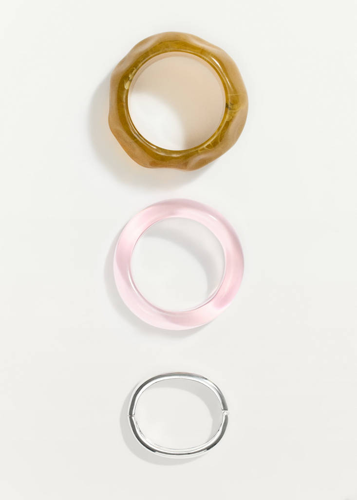 Pack of 3 bracelets with irregular design — Silver