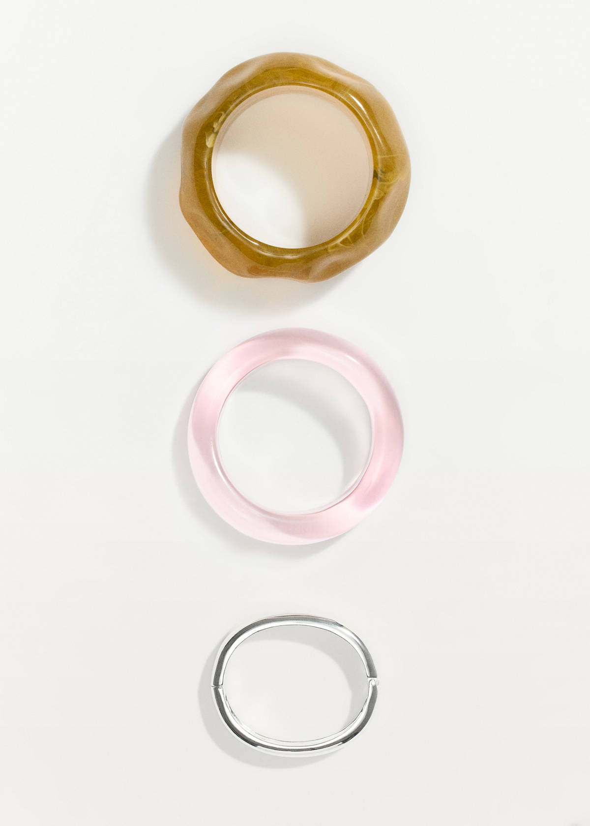 Pack of 3 bracelets with irregular design — Silver