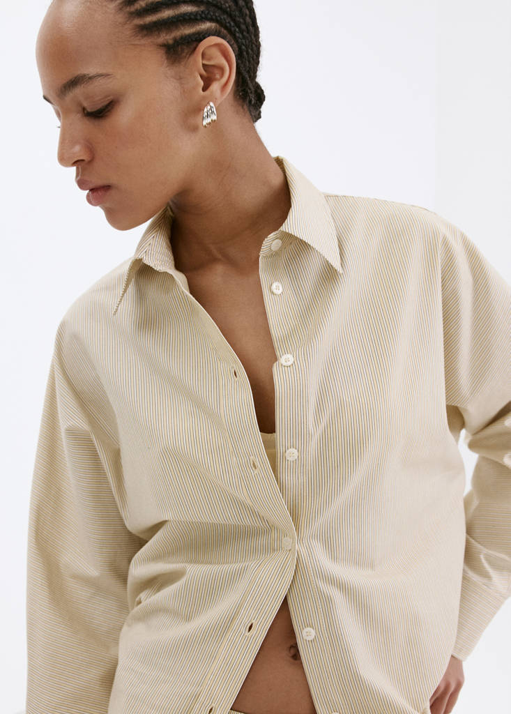 Poplin stripe shirt — Pastel Yellow