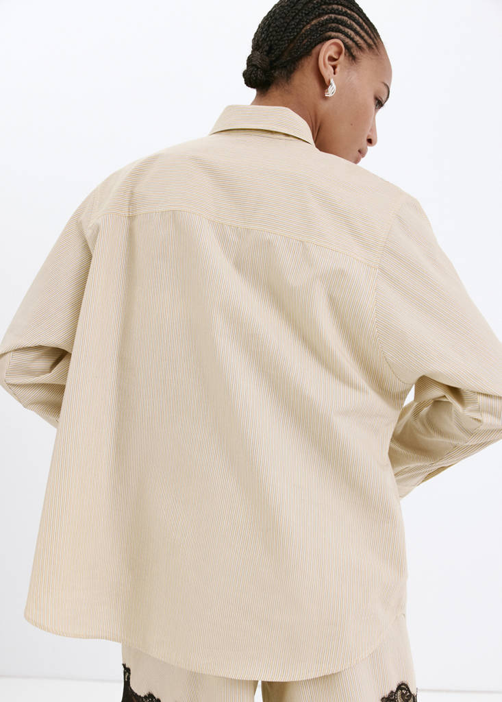 Poplin stripe shirt — Pastel Yellow