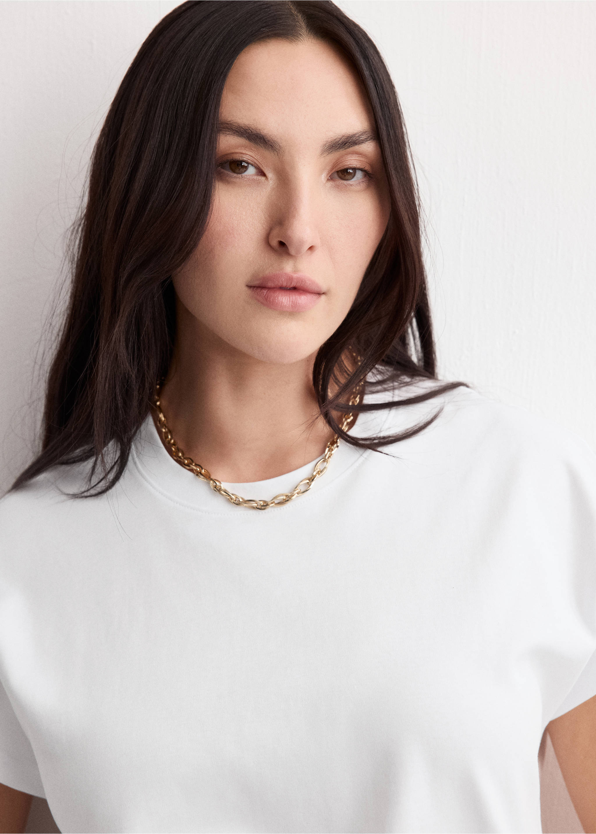 Short-sleeved cotton t-shirt - Details of the article 4, White. Ref: 37081471-00.