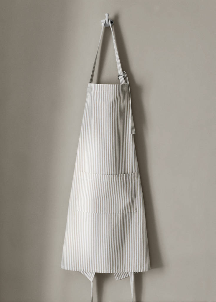 Striped cotton apron — Light/Pastel Brown