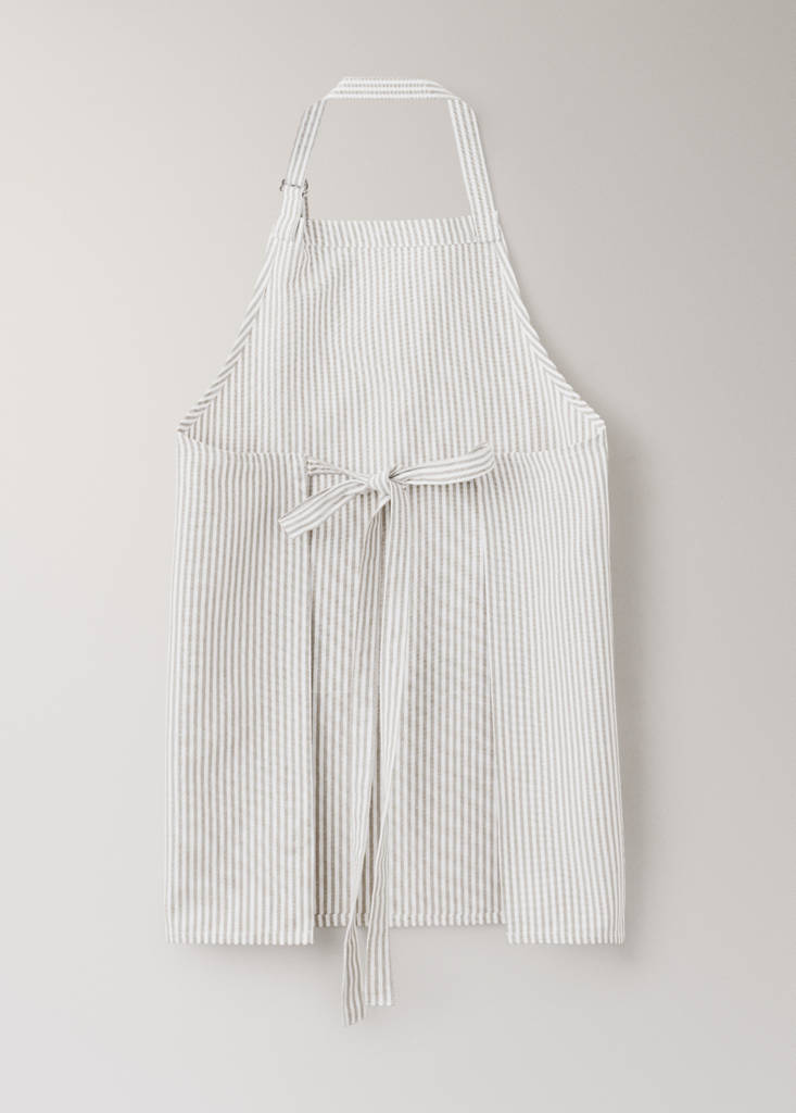 Striped cotton apron — Light/Pastel Brown