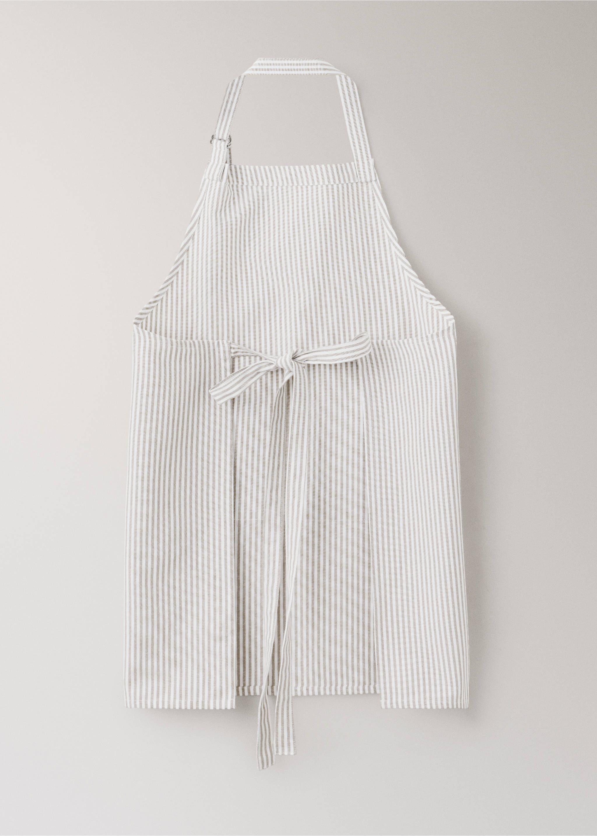 Cotton striped apron - Details of the article 1, Light/Pastel Brown. Ref: 37081472-00.