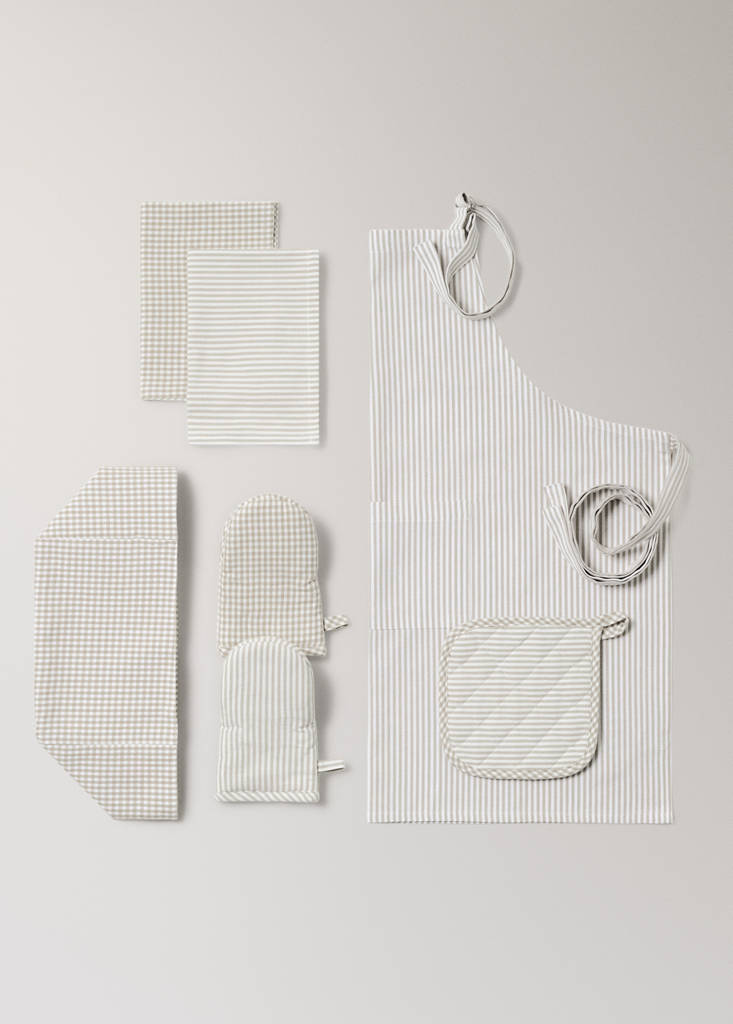 Striped cotton apron — Light/Pastel Brown