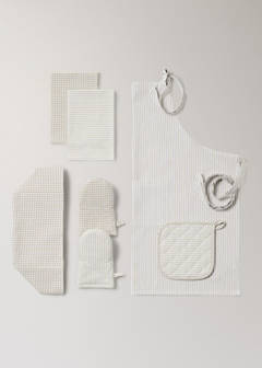 Striped cotton apron — Light/Pastel Brown 4