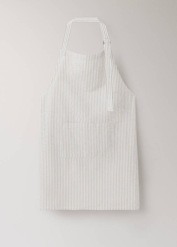 Striped cotton apron — Light/Pastel Brown