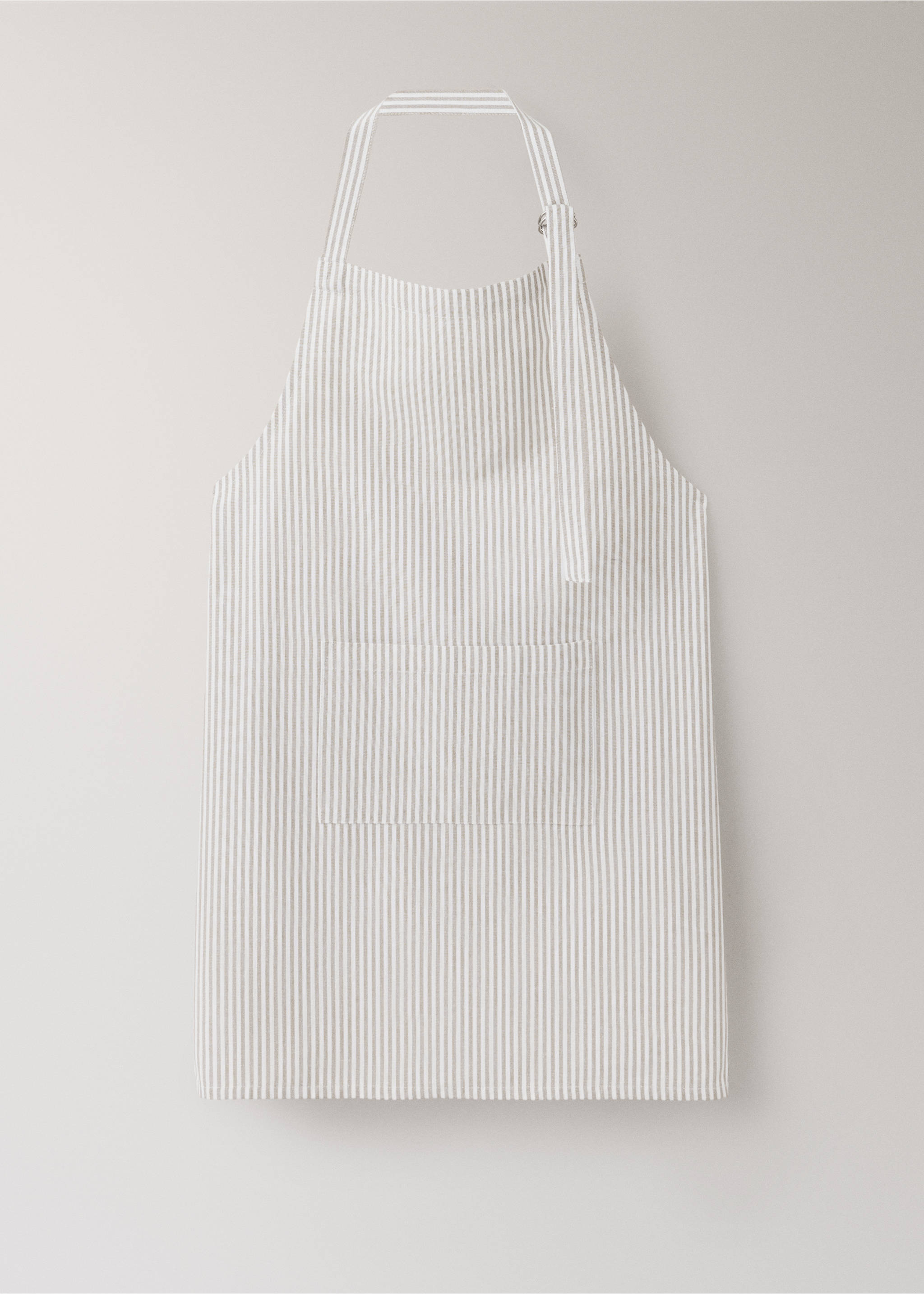 Cotton striped apron - Article without model, Light/Pastel Brown. Ref: 37081472-00.