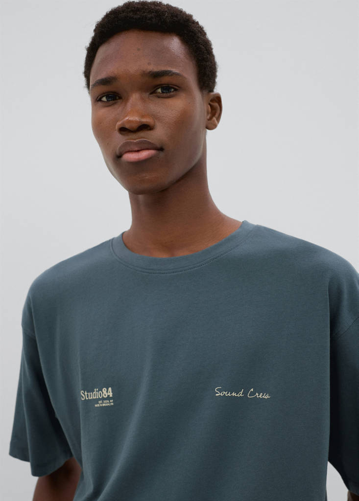 Short-sleeved printed t-shirt — Navy