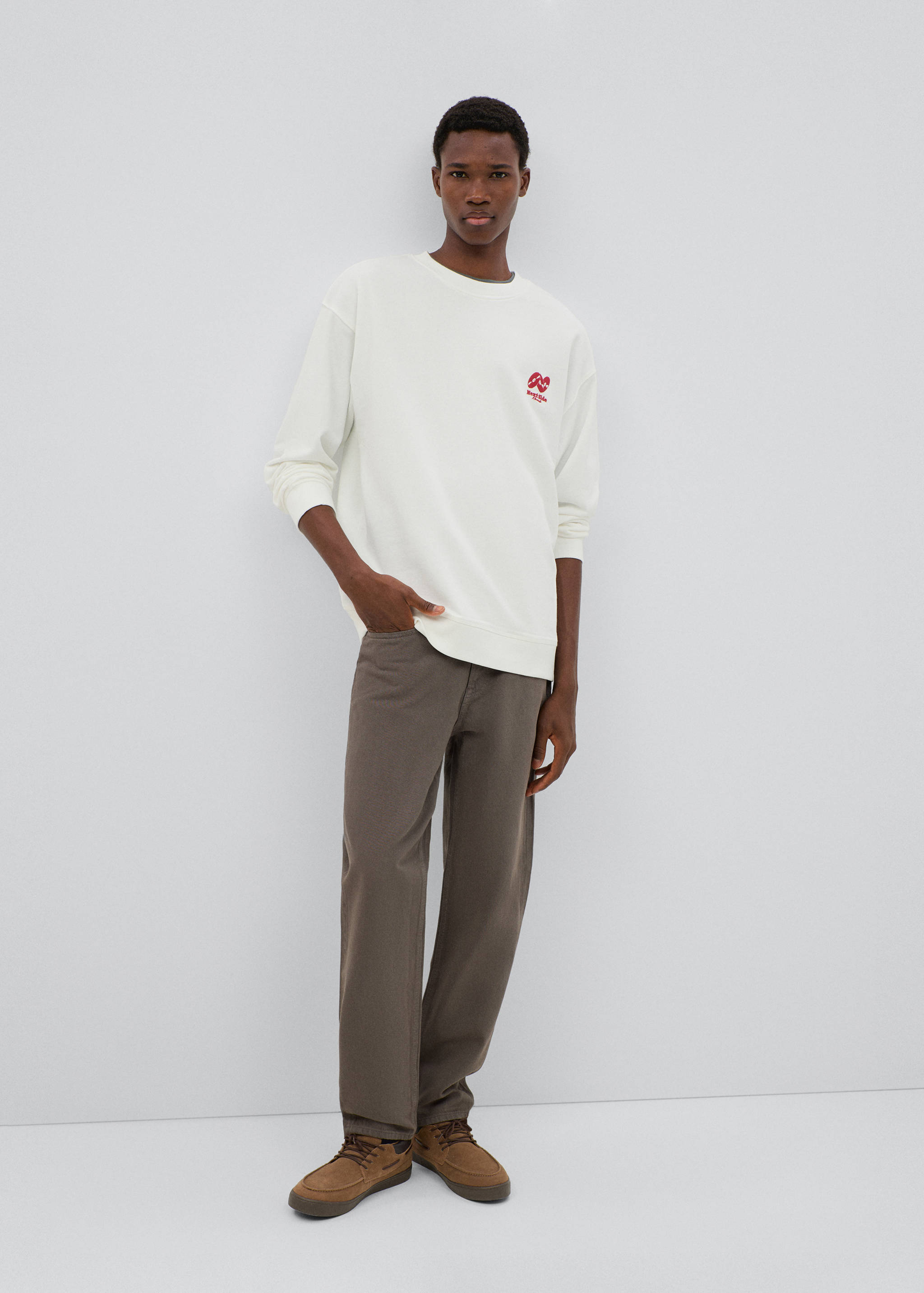 Embroidered detail cotton sweatshirt - General plane