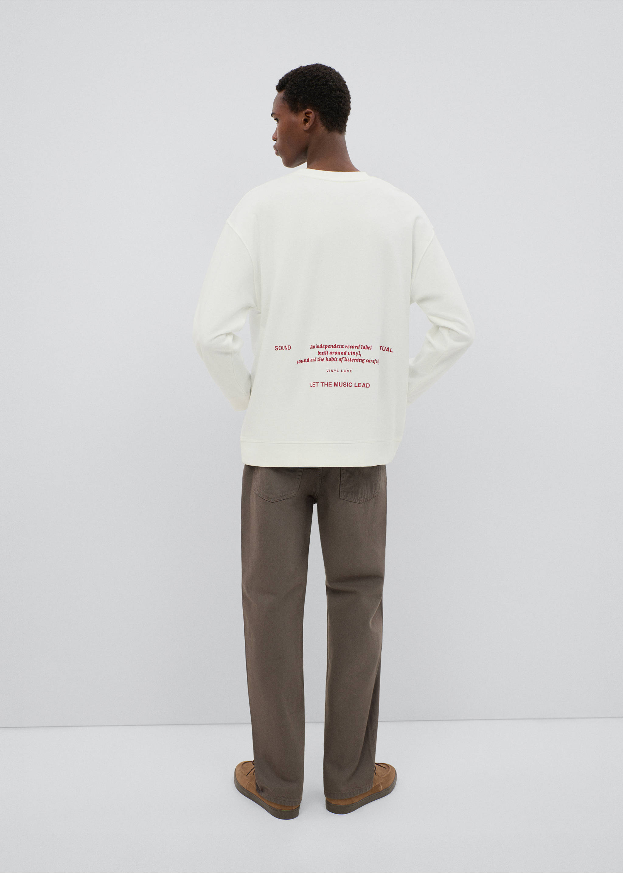 Embroidered detail cotton sweatshirt - Reverse of the article, Off White. Ref: 37081475-00.