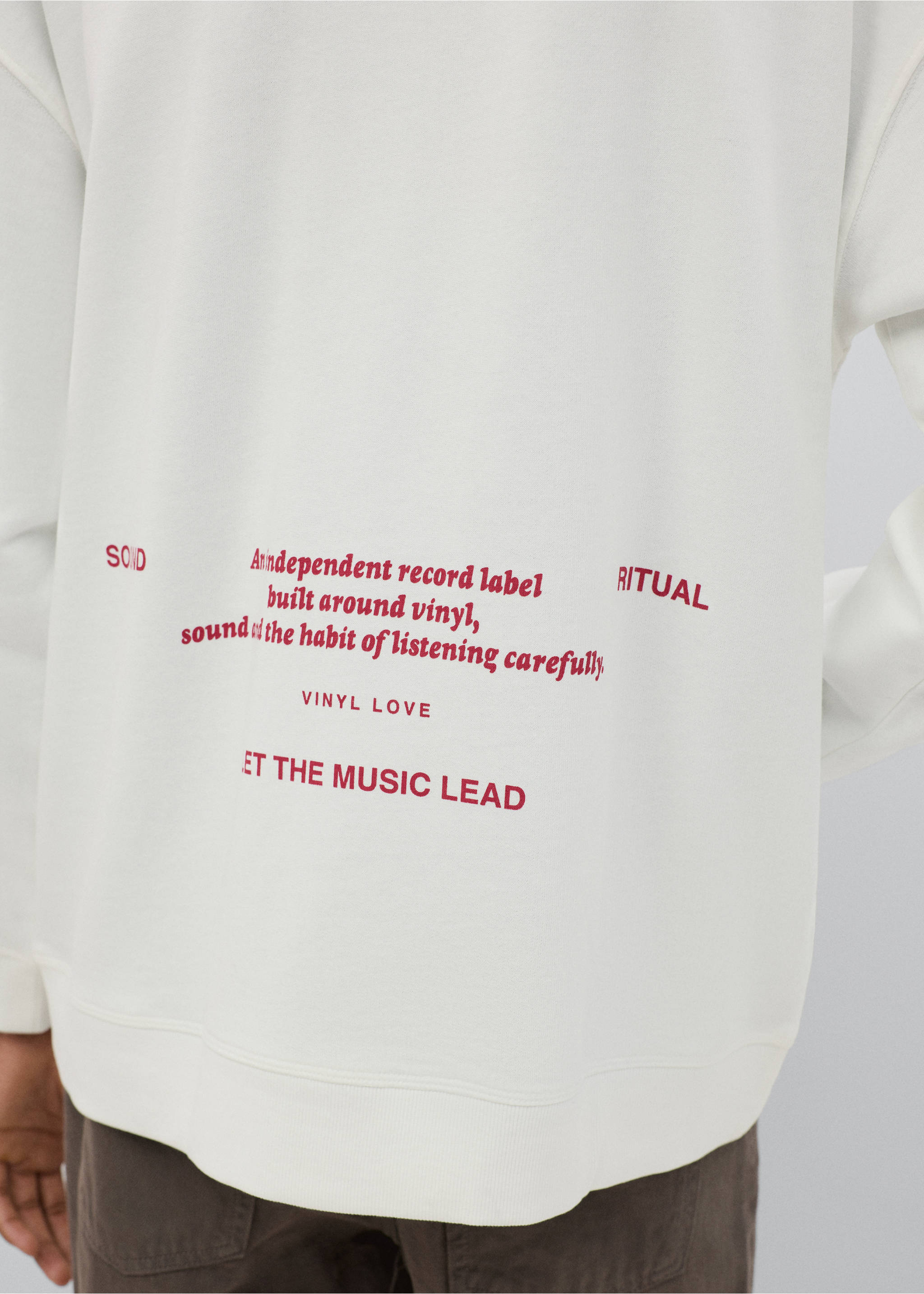 Embroidered detail cotton sweatshirt - Details of the article 3, Off White. Ref: 37081475-00.