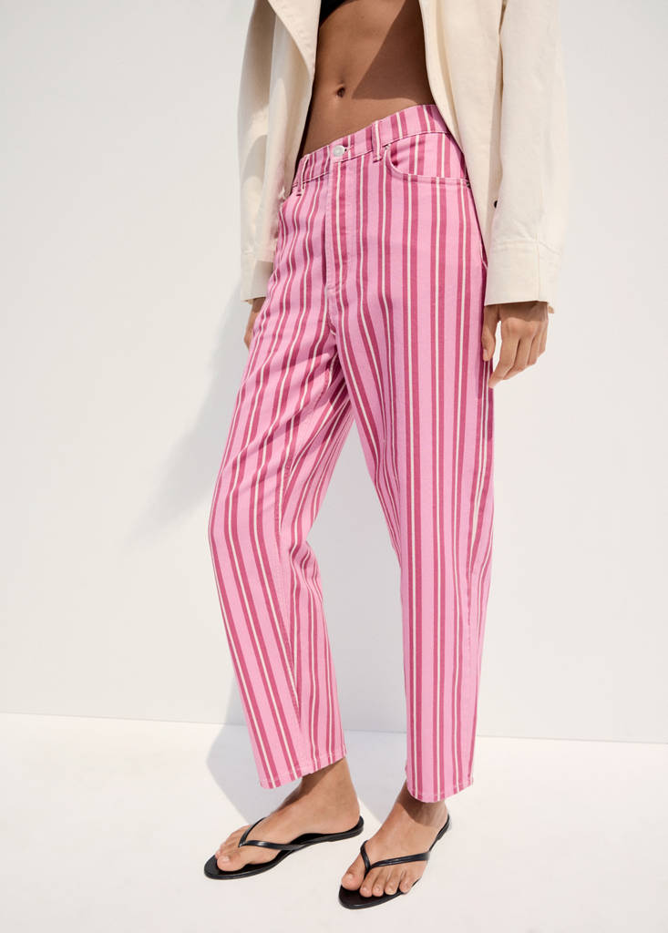 Straight-fit striped jeans — Pink
