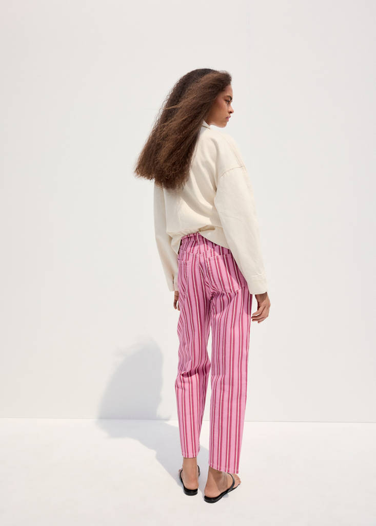 Straight-fit striped jeans — Pink