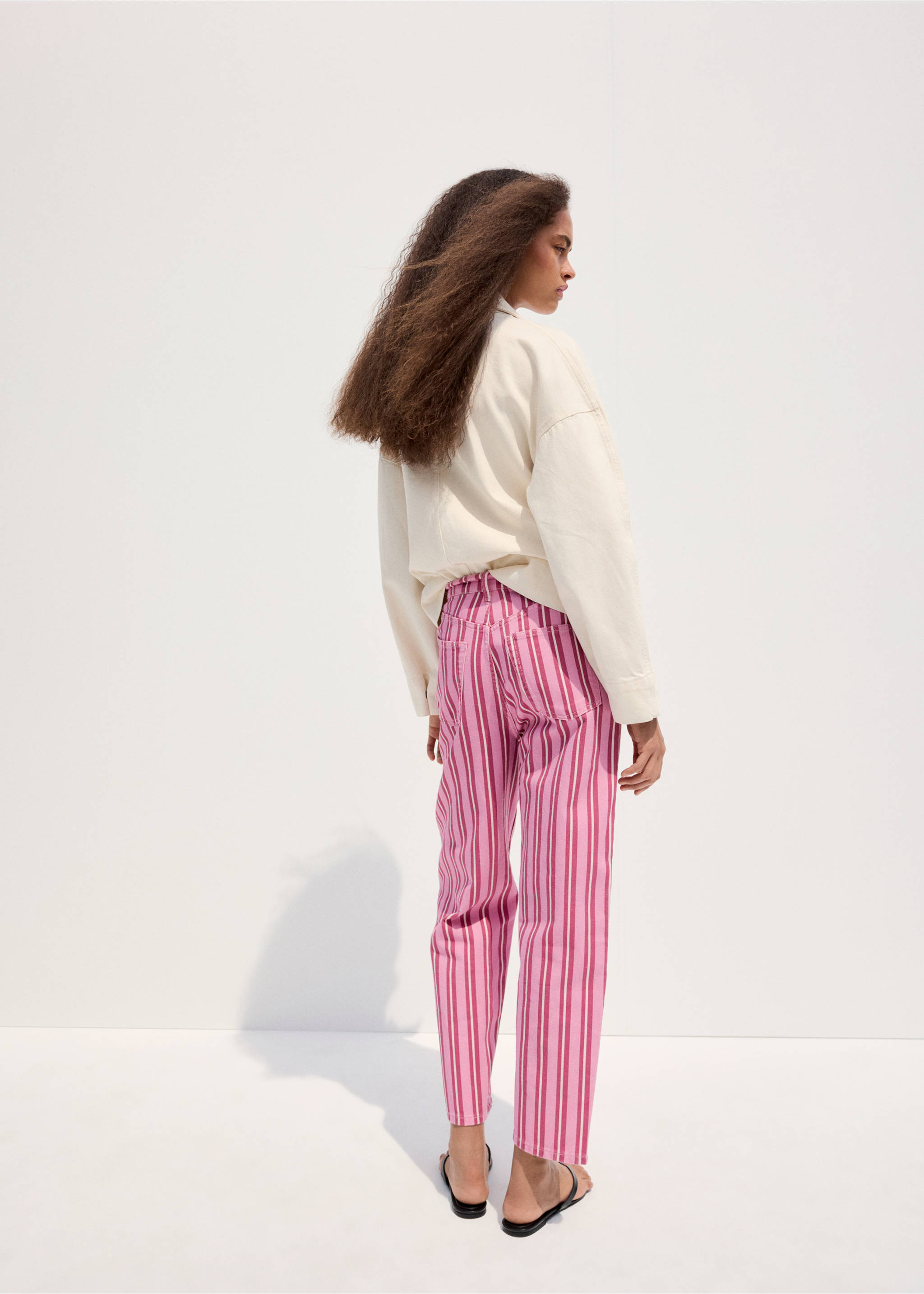 Straight-fit striped jeans - Reverse of the article, Pink. Ref: 37081476-00.