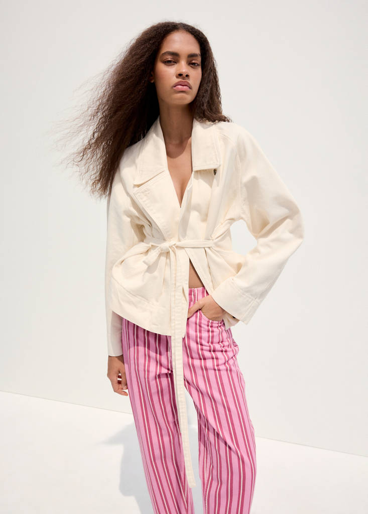 Straight-fit striped jeans — Pink