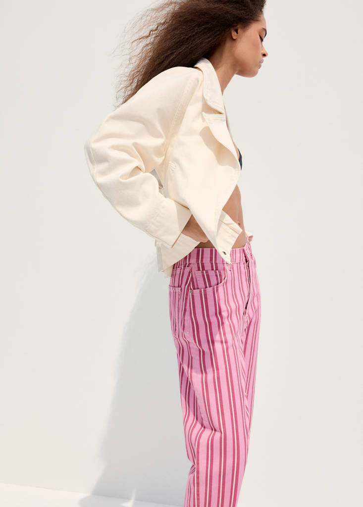 Straight-fit striped jeans — Pink