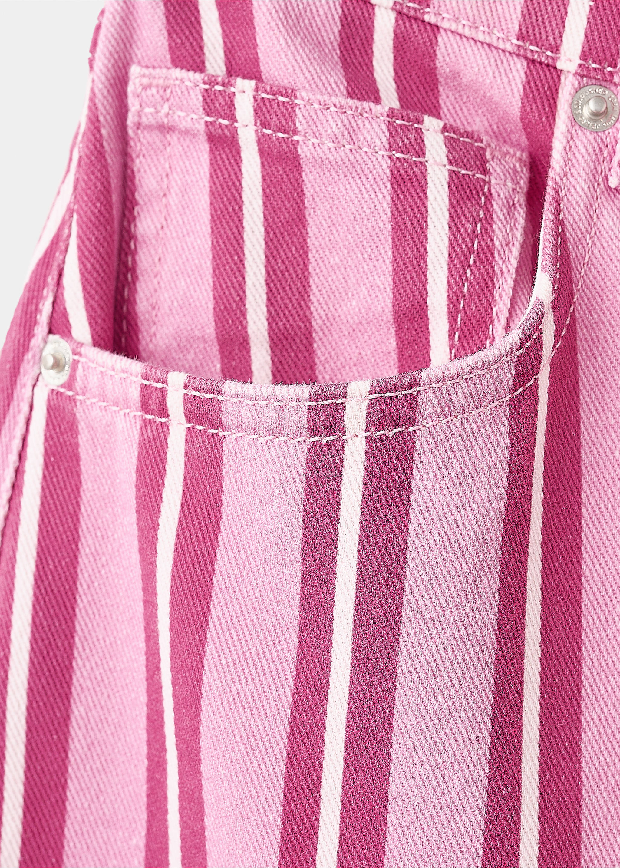 Straight-fit striped jeans - Details of the article 8, Pink. Ref: 37081476-00.