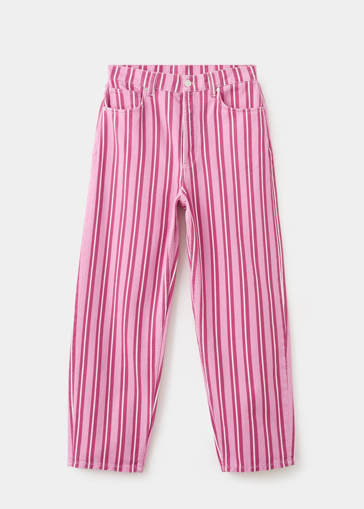 Straight-fit striped jeans — Pink