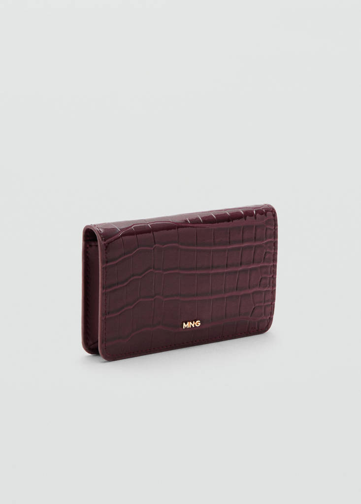 Small shiny croc-effect wallet — Burgundy