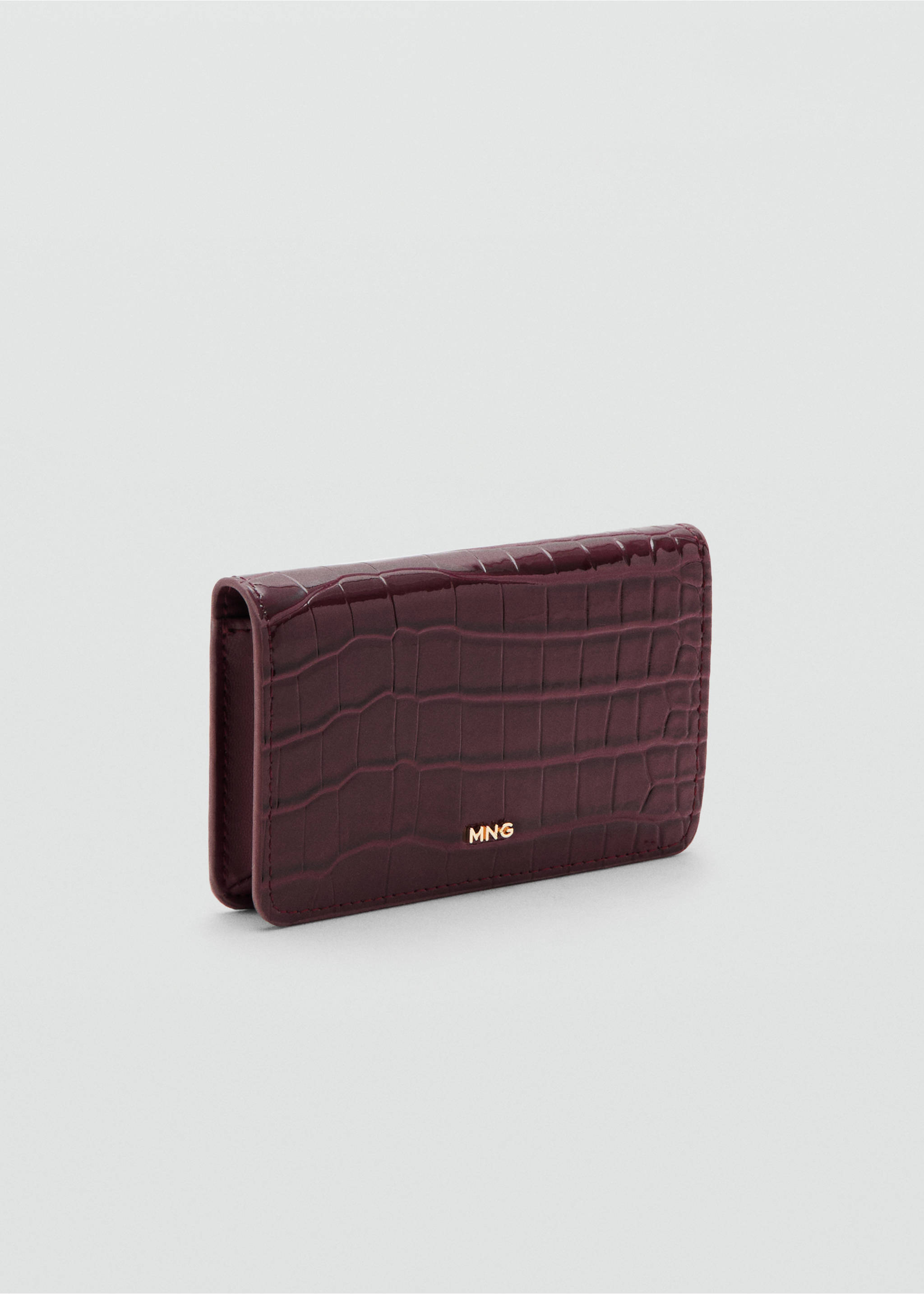 Small shiny croc-effect wallet - Medium plane, Burgundy. Ref: 37081479-00.