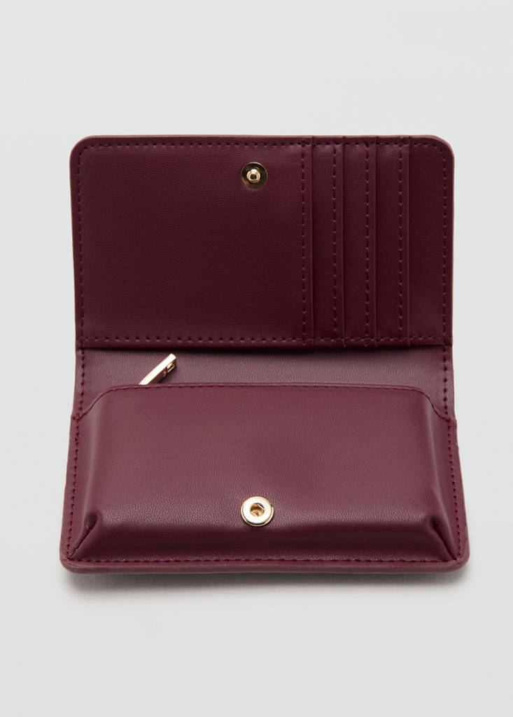 Small shiny croc-effect wallet — Burgundy