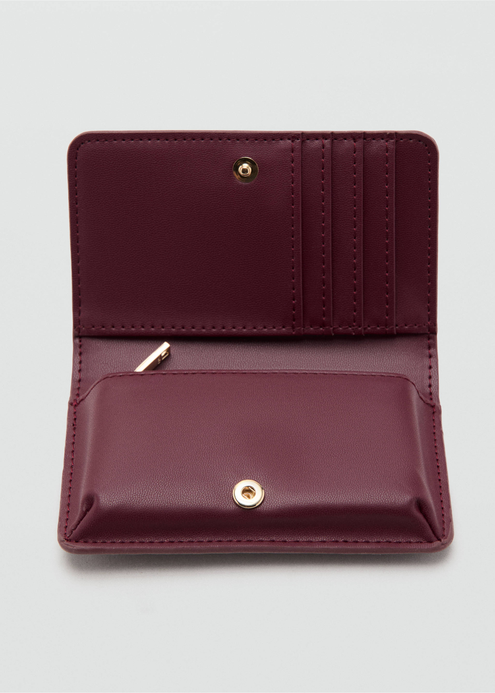 Small shiny croc-effect wallet - Details of the article 1, Burgundy. Ref: 37081479-00.