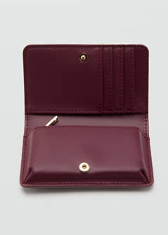 Small shiny croc-effect wallet — Burgundy 3
