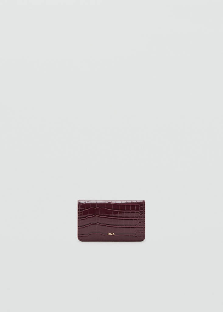 Small shiny croc-effect wallet — Burgundy