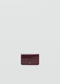 Small shiny croc-effect wallet — Burgundy 1