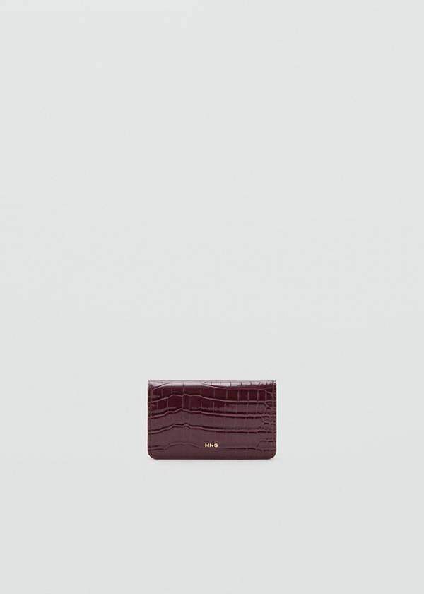 Small shiny croc-effect wallet — Burgundy
