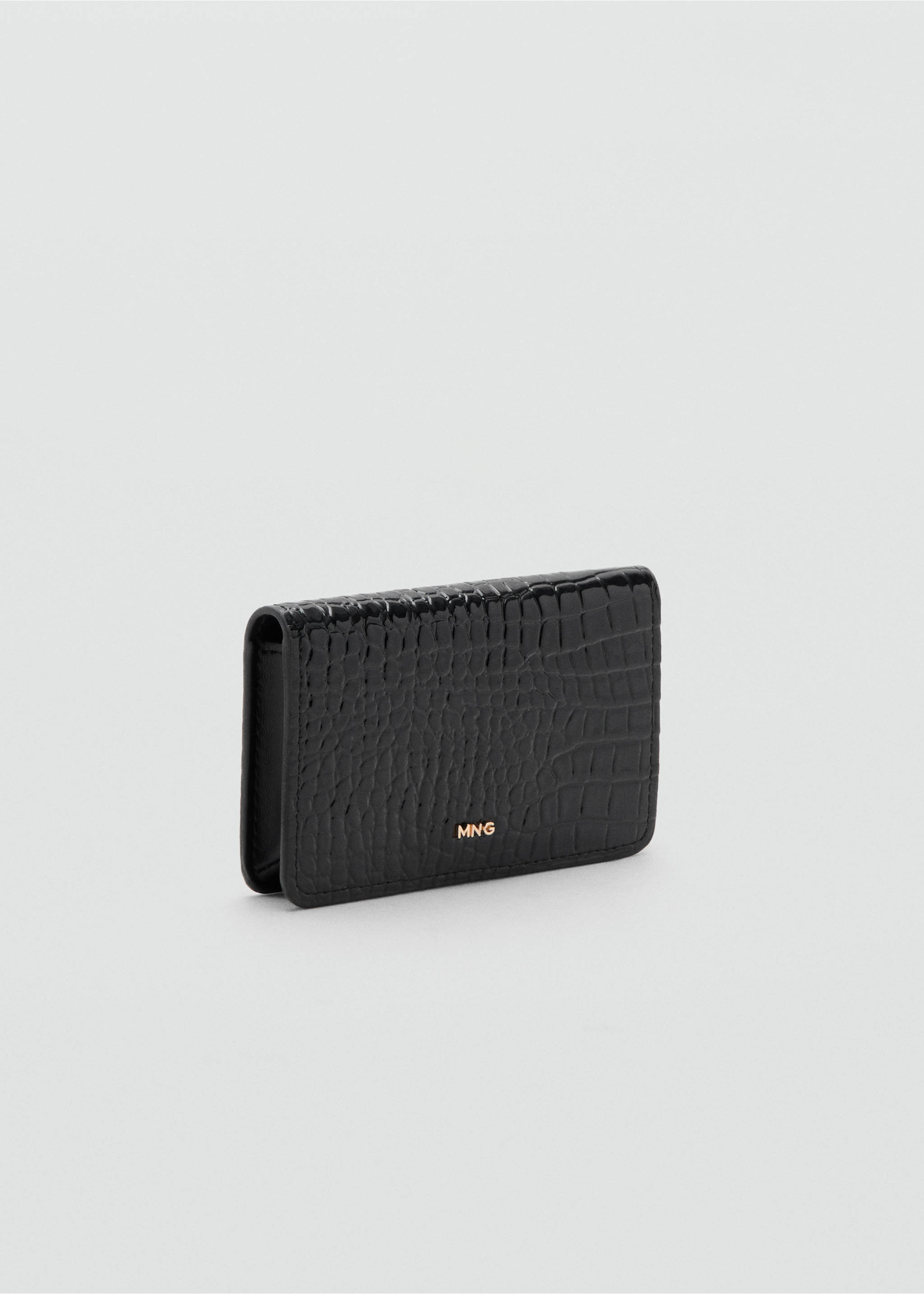 Small shiny croc-effect wallet - Medium plane, Black. Ref: 37081479-00.