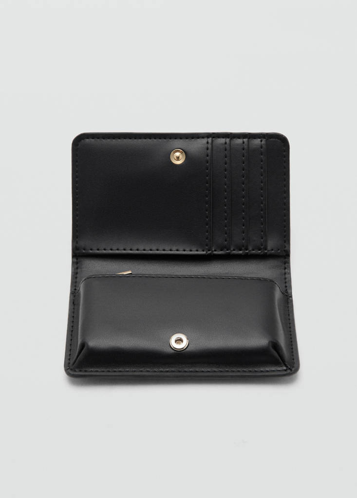 Small shiny croc-effect wallet — Black