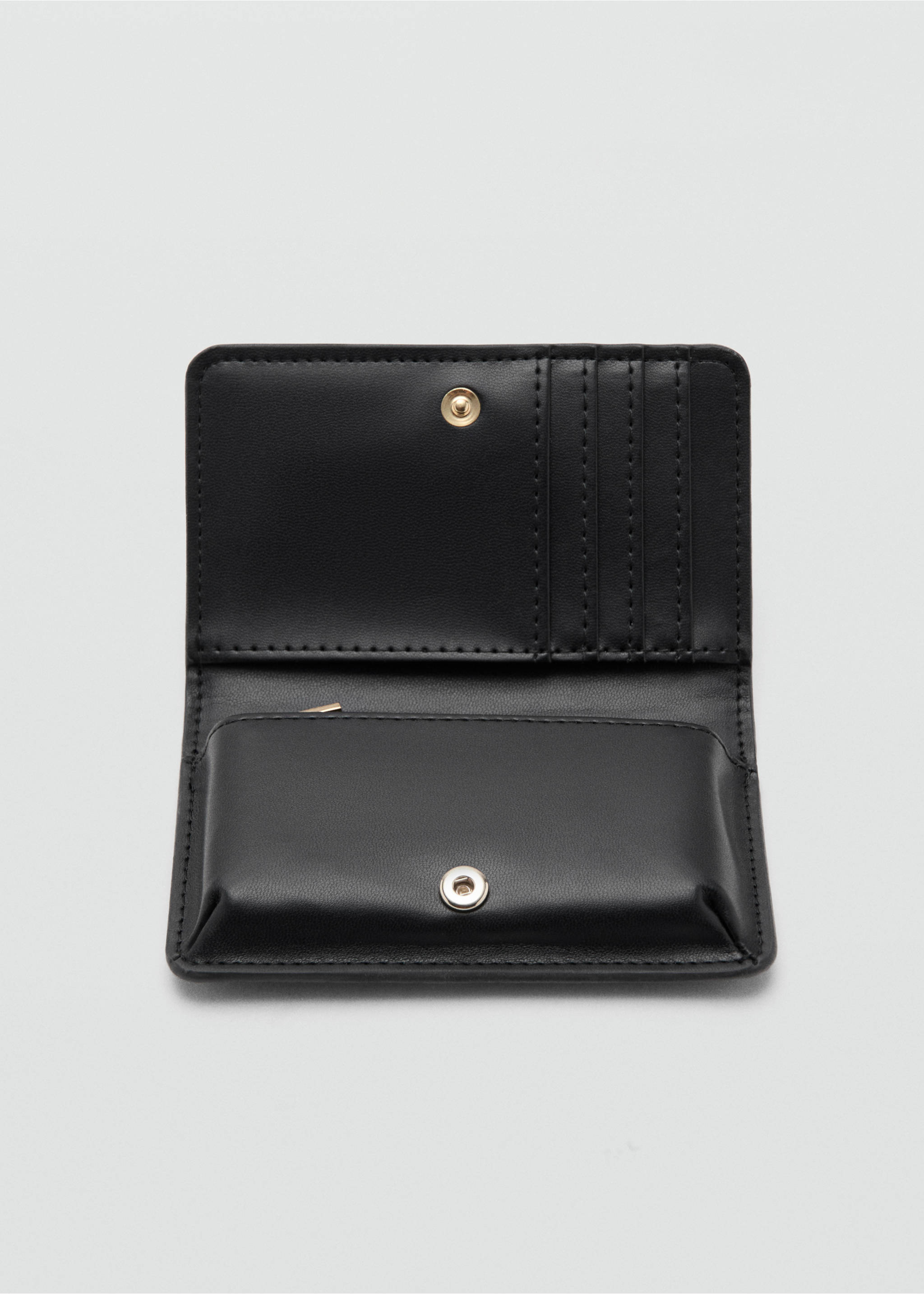 Small shiny croc-effect wallet - Details of the article 1, Black. Ref: 37081479-00.