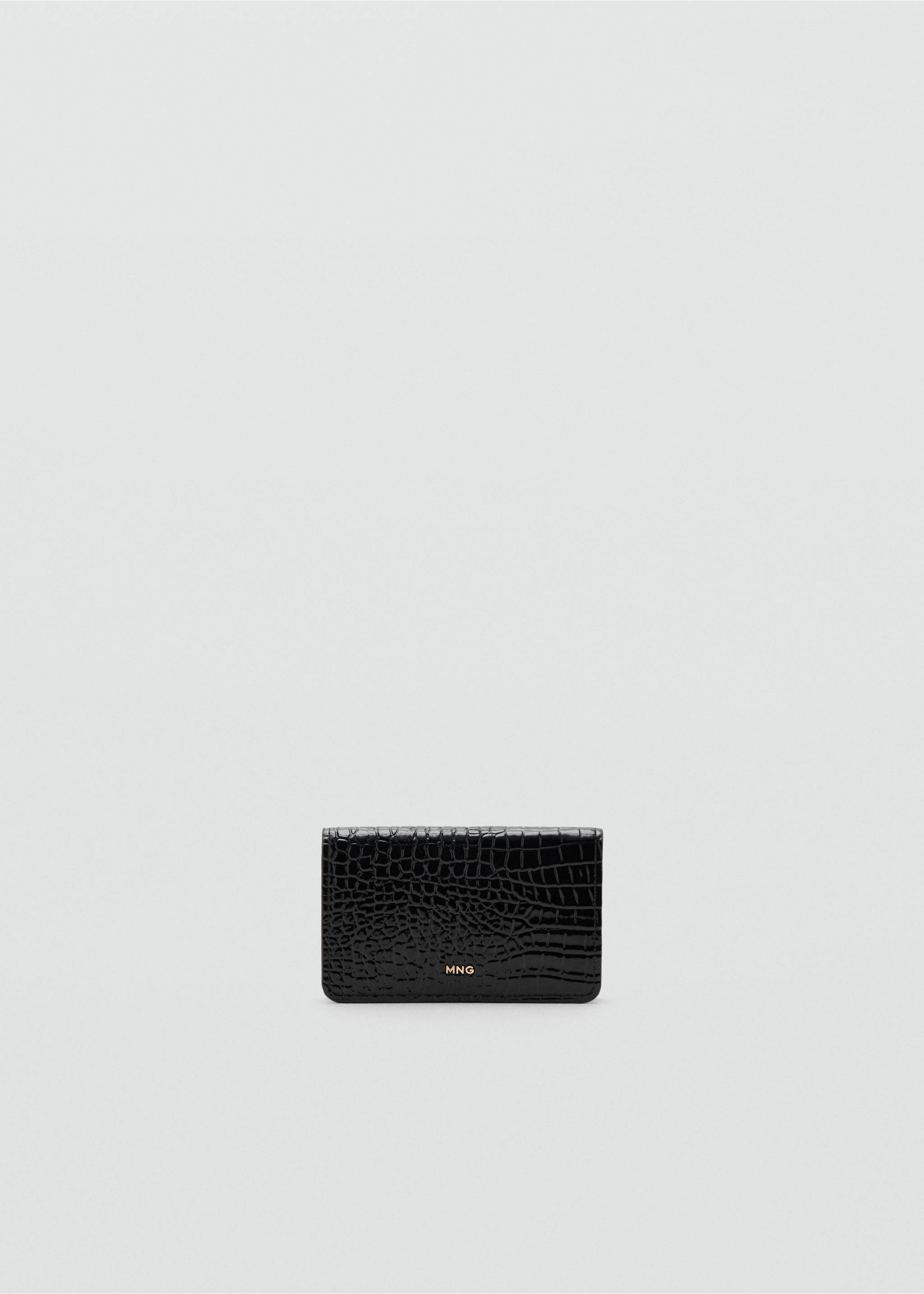 Small shiny croc-effect wallet - Article without model, Black. Ref: 37081479-00.