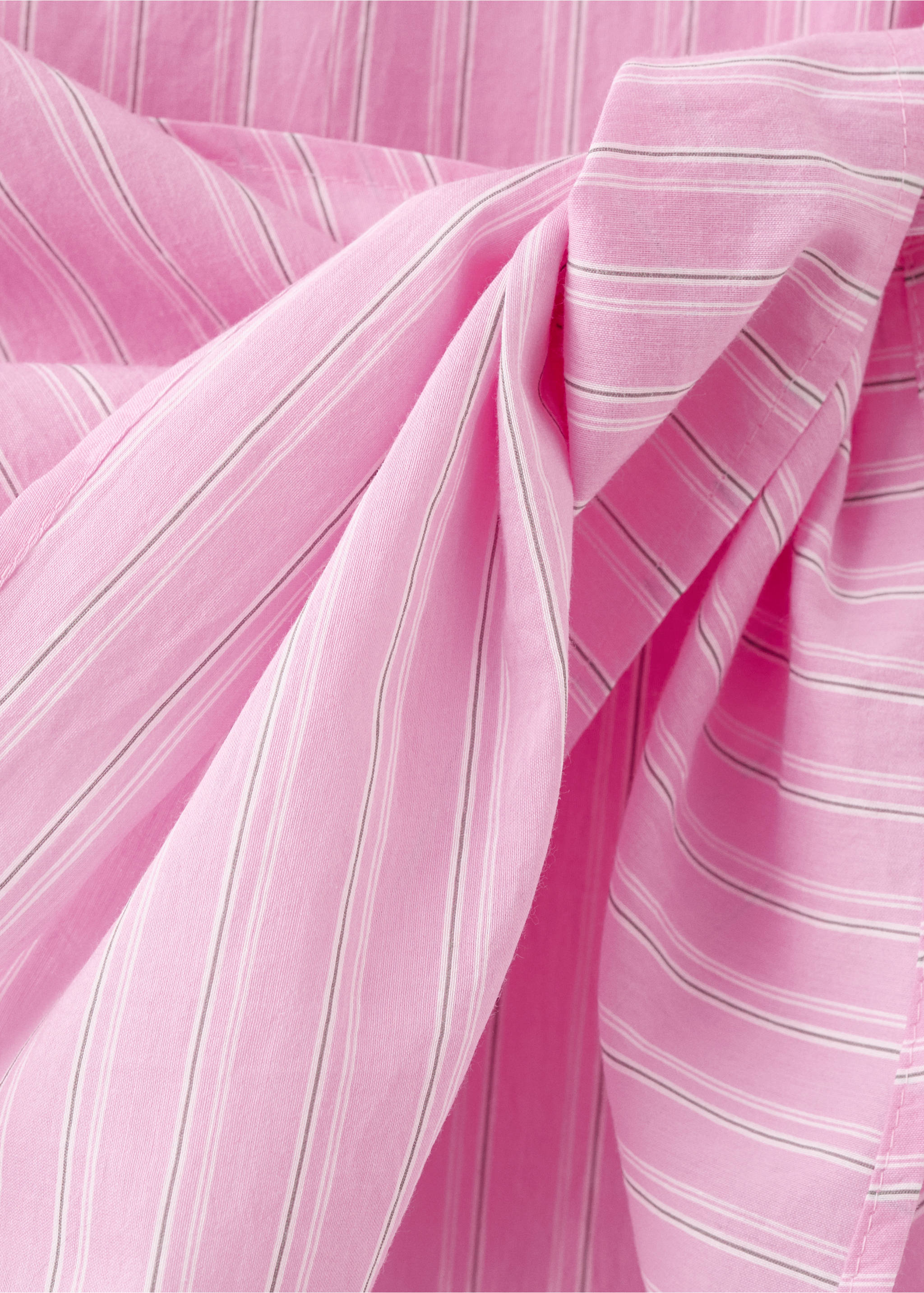 Cotton striped tie-shirt - Details of the article 0, Pink. Ref: 37081480-00.