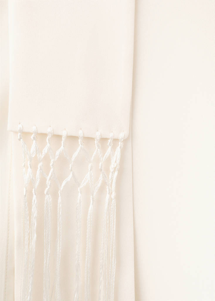 Silk shirt with fringed pocket square — Off White