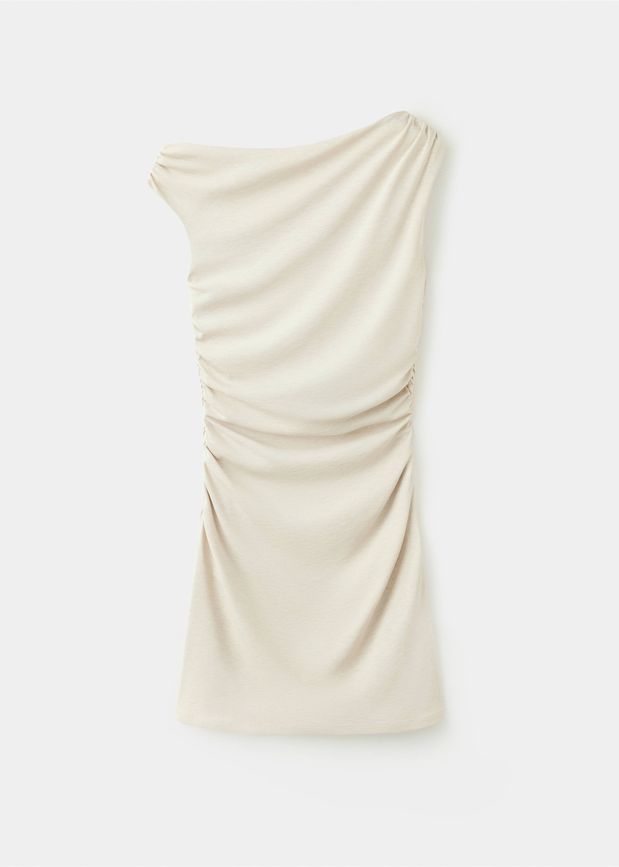 Asymmetrical pleated dress - Article without model, Ecru. Ref: 37081483-00.