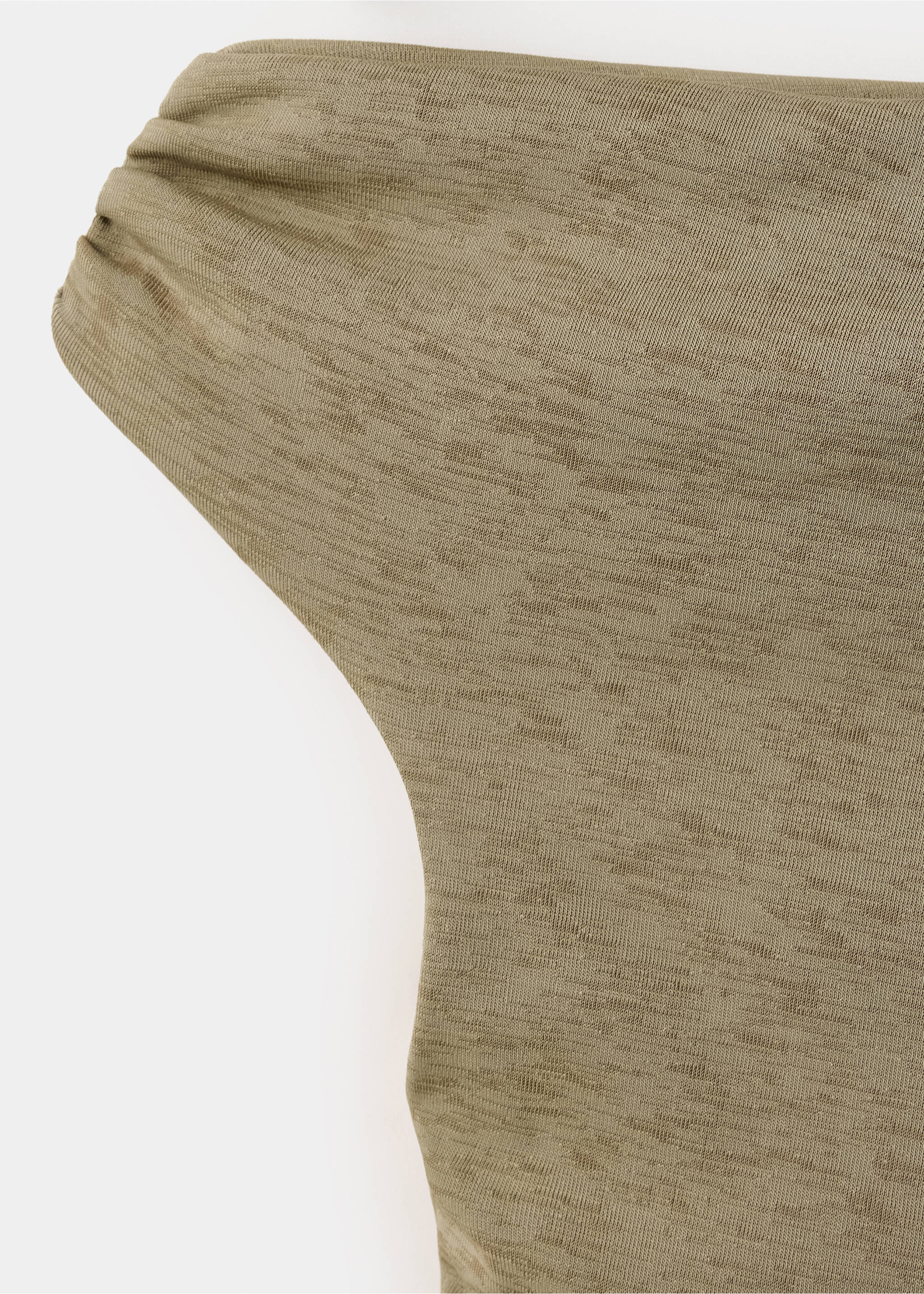 Asymmetrical pleated dress - Details of the article 0, Khaki. Ref: 37081483-00.