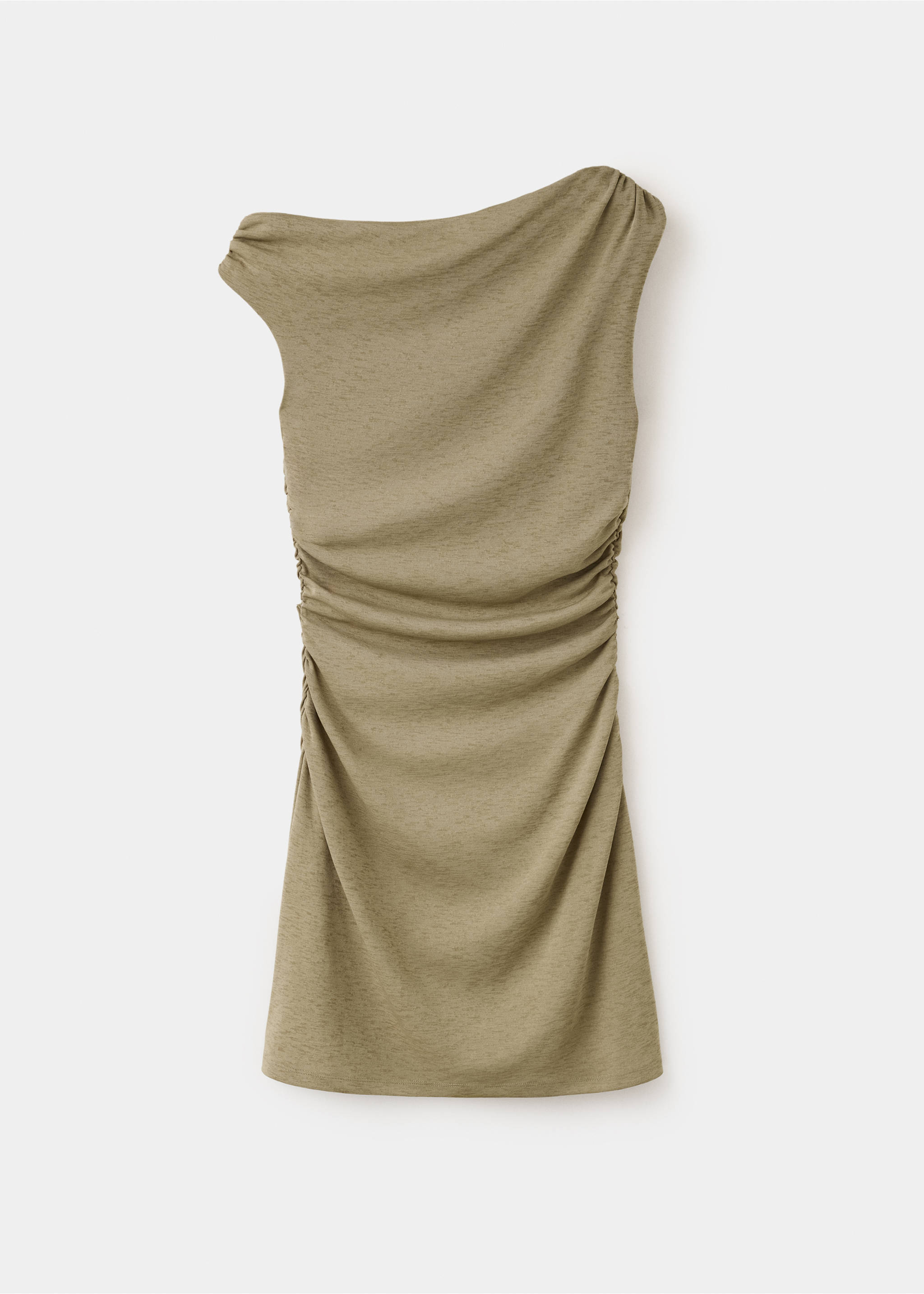 Asymmetrical pleated dress - Article without model, Khaki. Ref: 37081483-00.