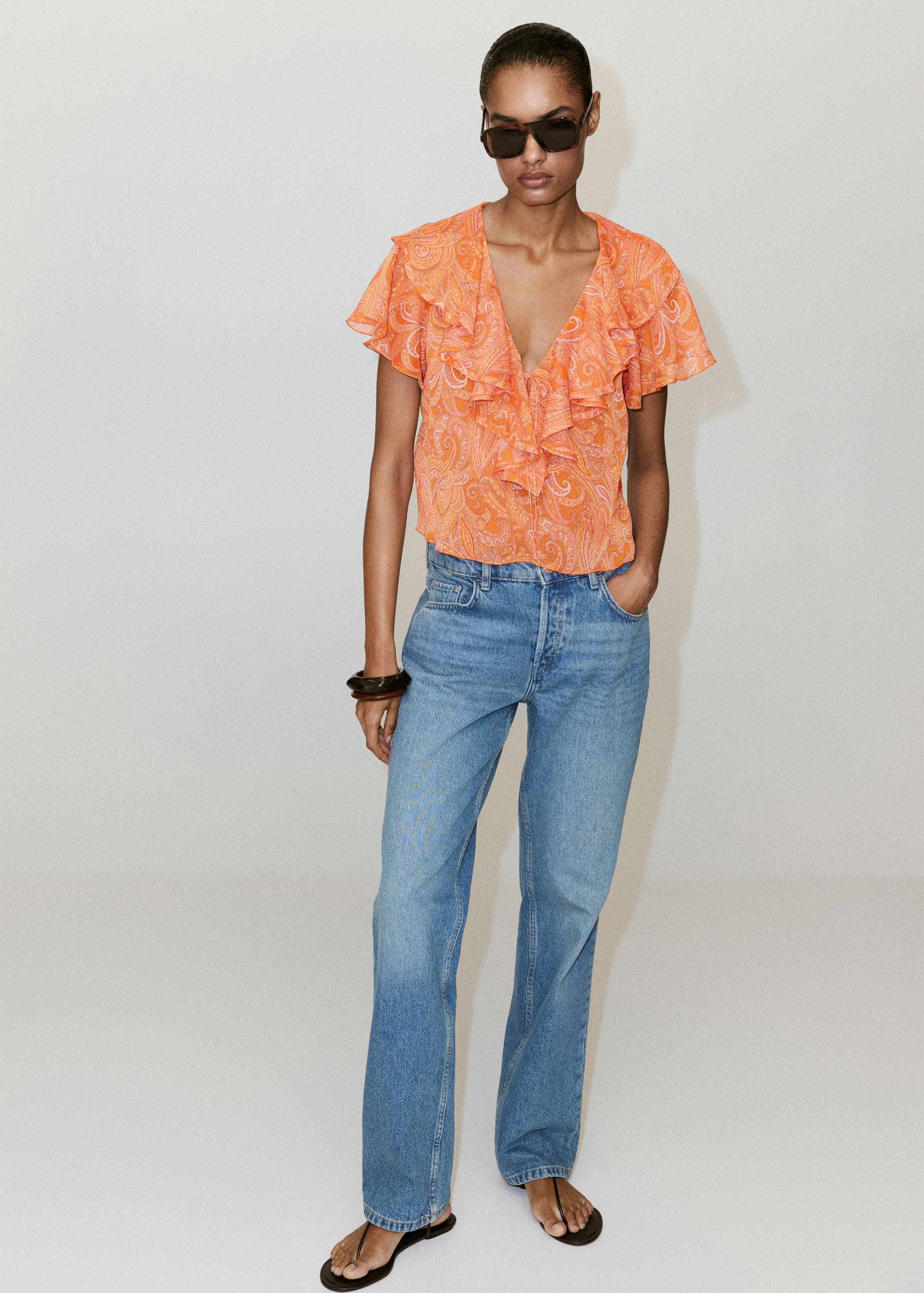 Blouse imprimée à volants - Plan général
