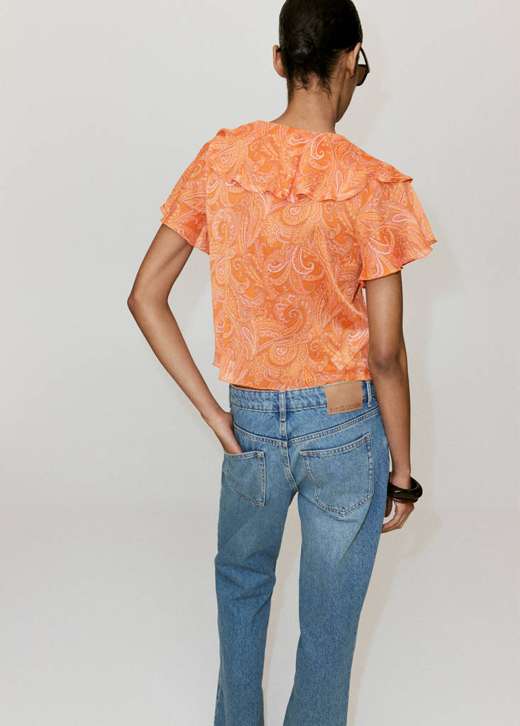 Ruffles printed blouse — Orange